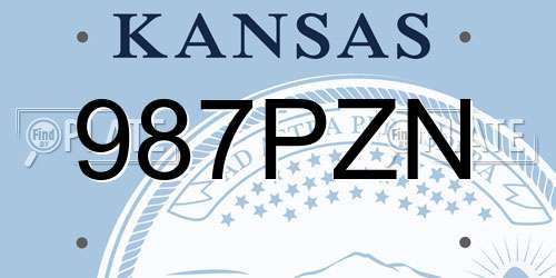 987PZN Kansas License Plate