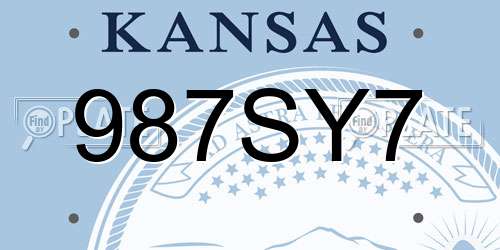 987SY7 Kansas License Plate