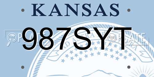 987SYT Kansas License Plate