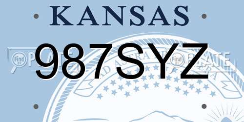 987SYZ Kansas License Plate