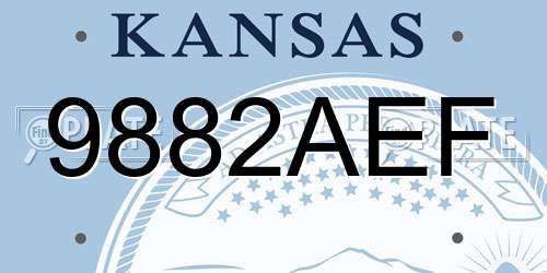 9882AEF Kansas License Plate