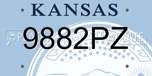 9882PZ Kansas License Plate