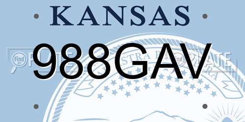 988GAV Kansas License Plate
