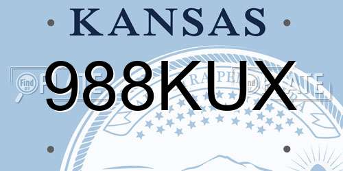 988KUX Kansas License Plate
