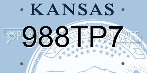 988TP7 Kansas License Plate