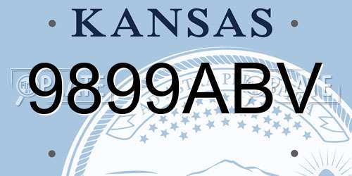9899ABV Kansas License Plate
