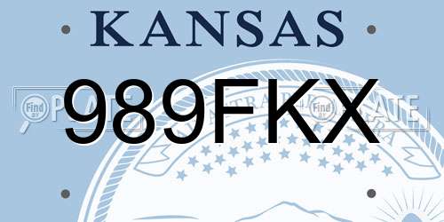 989FKX Kansas License Plate