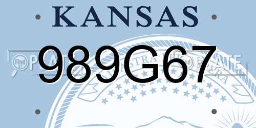 989G67 Kansas License Plate