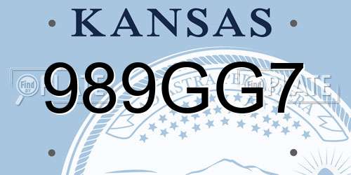 989GG7 Kansas License Plate
