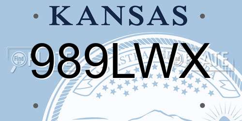 989LWX Kansas License Plate