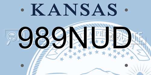 989NUD Kansas License Plate