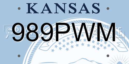 989PWM Kansas License Plate