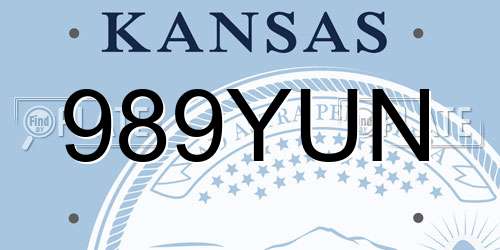 989YUN Kansas License Plate