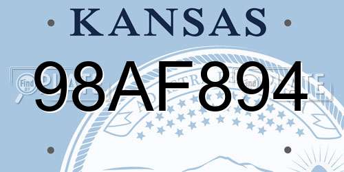 98AF894 Kansas License Plate