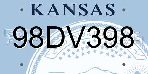 98DV398 Kansas License Plate
