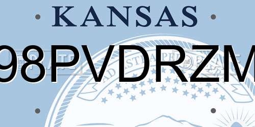 98PVDRZM Kansas License Plate