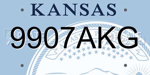 9907AKG Kansas License Plate