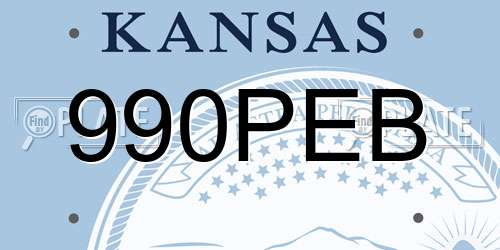 990PEB Kansas License Plate