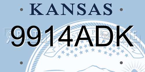 9914ADK Kansas License Plate