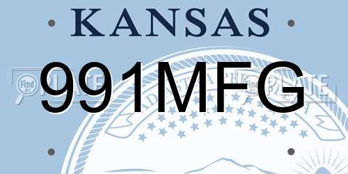 991MFG Kansas License Plate