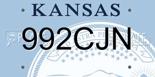 992CJN Kansas License Plate