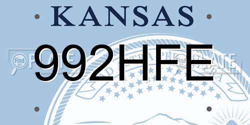 992HFE Kansas License Plate