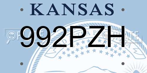 992PZH Kansas License Plate