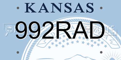 992RAD Kansas License Plate