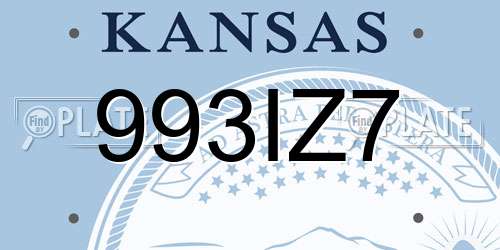 993IZ7 Kansas License Plate