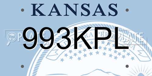 993KPL Kansas License Plate