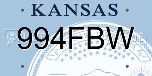 994FBW Kansas License Plate