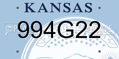 994G22 Kansas License Plate
