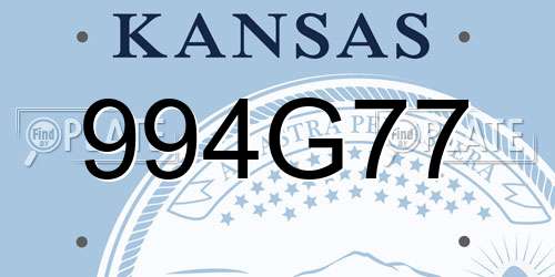 994G77 Kansas License Plate