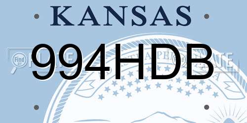 994HDB Kansas License Plate