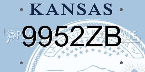 9952ZB Kansas License Plate