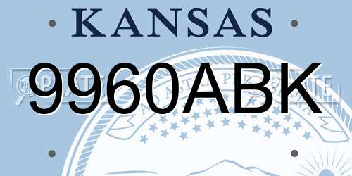 9960ABK Kansas License Plate