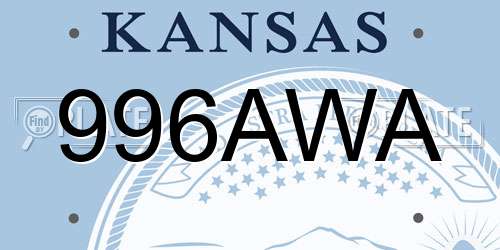 996AWA Kansas License Plate