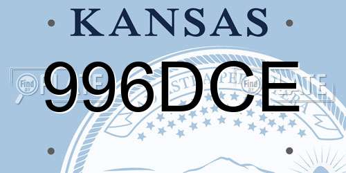996DCE Kansas License Plate