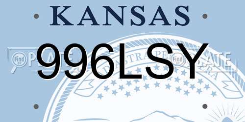 996LSY Kansas License Plate
