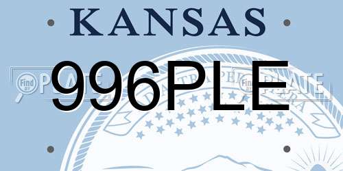 996PLE Kansas License Plate