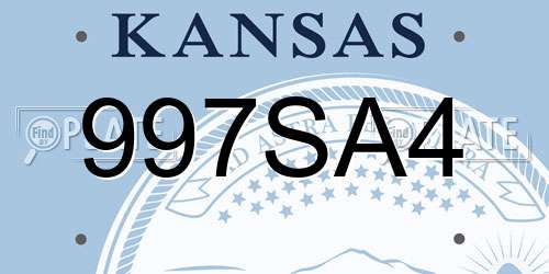 997SA4 Kansas License Plate