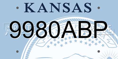 9980ABP Kansas License Plate