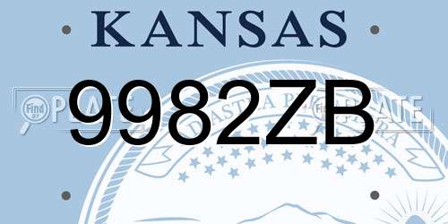 9982ZB Kansas License Plate