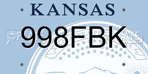 998FBK Kansas License Plate
