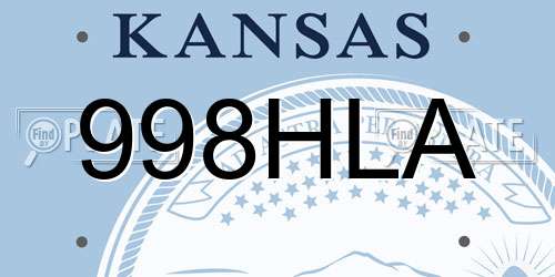 998HLA Kansas License Plate