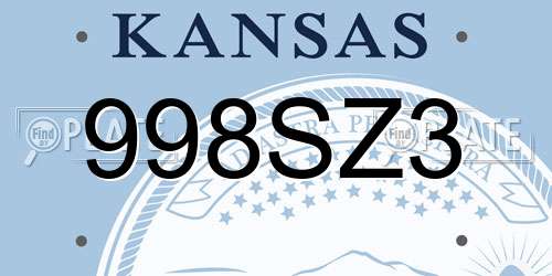 998SZ3 Kansas License Plate