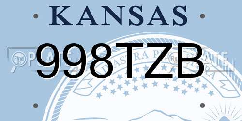 998TZB Kansas License Plate