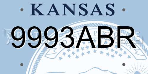 9993ABR Kansas License Plate
