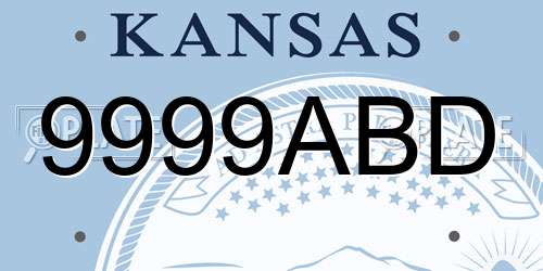 9999ABD Kansas License Plate
