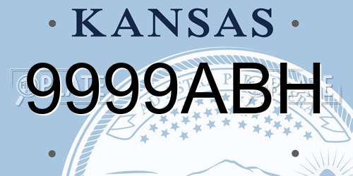 9999ABH Kansas License Plate